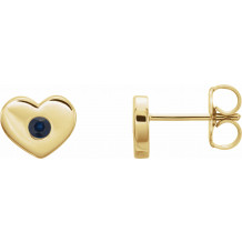14K Yellow Blue Sapphire Heart Earrings - 86336655P