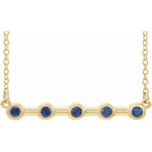 14K Yellow Blue Sapphire Bezel-Set Bar 18 Necklace - 868406136P