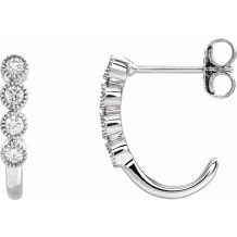 14K White 1/4 CTW Diamond J-Hoop Earrings - 653413601P