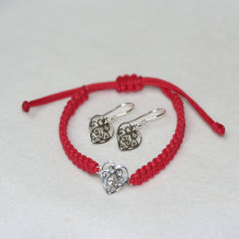 Southern Gates Sterling Silver Filigree Macrame Heart Earrings and Bracelet Jewelry Set