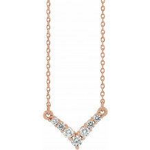 14K Rose 1/3 CTW Diamond V 16-18 Necklace - 86616607P