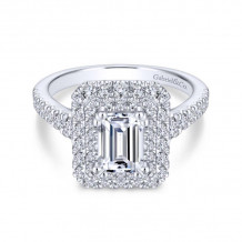 Gabriel & Co. 14k White Gold Rosette Double Halo Engagement Ring - ER13866E4W44JJ