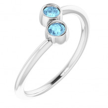 14K White Aquamarine Two-Stone Ring - 7188660006P