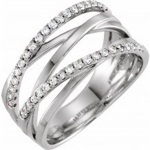 14K White 1/3 CTW Diamond Criss-Cross Ring - 64394100422P