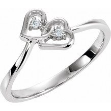 14K White .02 CTW Diamond Double Heart Ring - 60364251555P