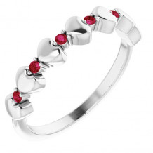 14K White Ruby Stackable Heart Ring - 71999602P