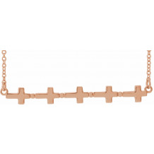 14K Rose Sideways Cross Bar 18 Necklace - R45401602P