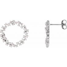 14K White 3/4 CTW Diamond Circle Earrings - 65357960000P