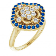 14K Yellow Blue Sapphire & 1/3 CTW Diamond Ring - 72037601P