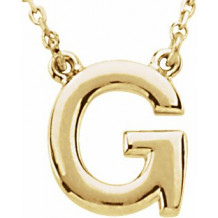 14K Yellow Block Initial G 16 Necklace - 84634316223P