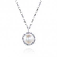 Gabriel & Co. 14k White Gold Grace Pearl & Diamond Necklace - NK5619W45PL