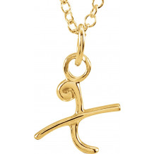 14K Yellow Script Lowercase Initial X 18 Necklace - 858991023P