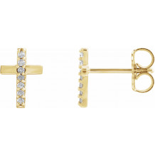 14K Yellow .06 CTW Diamond Cross Earrings - R17028605P