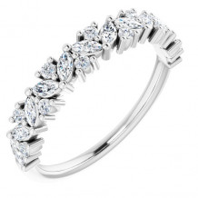 14K White 1/2 CTW Diamond Tilted Marquise Anniversary Band - 123396600P