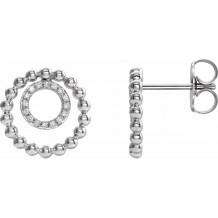 14K White  1/10 CTW Diamond Beaded Circle Earrings - 653412601P