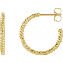 14K Yellow 17 mm Rope Hoop Earrings - 86111101P
