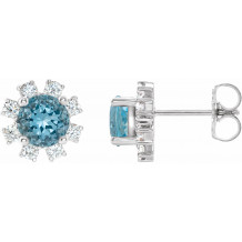 14K White Blue Zircon & 1/2 CTW Diamond Earrings - 20000286260P