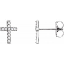 14K White 1/10 CTW Diamond Cross Earrings - R17013605P