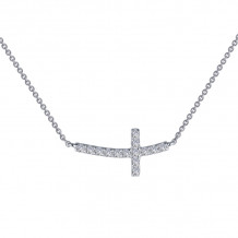 Lafonn Sideways Curved Cross Necklace - N0140CLP18
