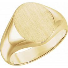 14K Yellow 12x10 mm Oval Signet Ring - 5543112666P
