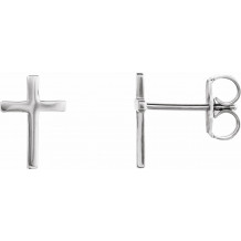 14K White 10 mm Cross Earrings - R17014610P