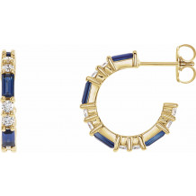 14K Yellow Blue Sapphire & 1/2 CTW Diamond Earrings - 86789606P