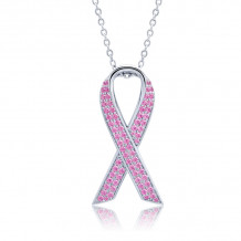 Lafonn Pave Pink Ribbon Necklace - N0178PKP24