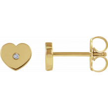 14K Yellow .01 CTW Diamond Solitaire Heart Youth Earrings - 192032601P