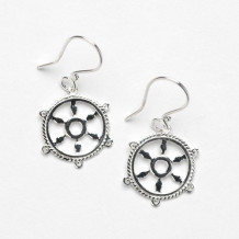 Southern Gates Harbor Series Sterling Silver Ship Wheel Earrings