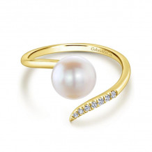 Gabriel & Co. 14k Yellow Gold Grace Pearl & Diamond Ring - LR51058Y45PL
