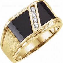 14K Yellow Onyx & 1/8 CTW Diamond Bezel-Set Ring - 60939209532P
