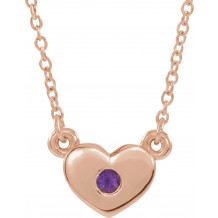 14K Rose Amethyst Heart 16 Necklace - 8633560006P