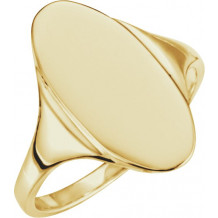 14K Yellow 16.4x8.5 mm Oval Signet Ring - 52036399P