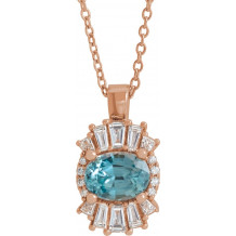 14K Rose Blue Zircon & 1/3 CTW Diamond 16-18 Necklace - 869706167P