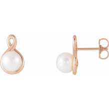 14K Rose Pearl Earrings - 86726602P