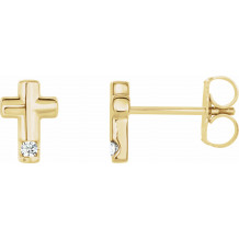 14K Yellow .03 CTW Diamond Cross Earrings - R17020613P