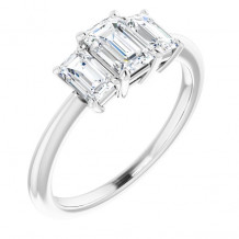 14K White 6x4 mm Emerald Cubic Zirconia & 1 1/5 CTW Diamond Engagement Ring - 12198660020P