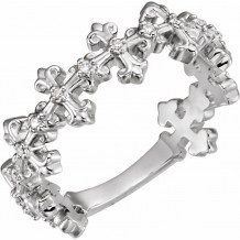 14K White .06 CTW Diamond Cross Ring - 123209600P