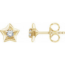14K Yellow 3 mm Round April Youth Star Birthstone Earrings - 653421610P