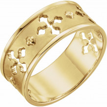 14K Yellow Pierced Cross Ring - 51661102P