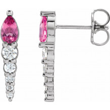 14K White Pink Tourmaline & 1/4 CTW Diamond Earrings - 870256017P