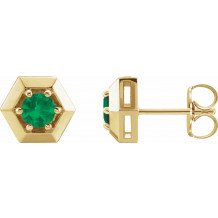 14K Yellow Emerald Geometric Earrings - 87127628P