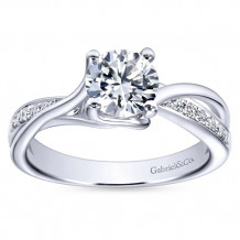 Gabriel & Co 14k White Gold Round Bypass Engagement Ring