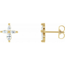 14K Yellow 1/3 CTW Diamond Cross Earrings - R17023601P