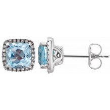 14K White Sky Blue Topaz & 1/8 CTW Diamond Earrings - 65204760001P