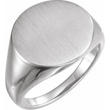 14K White 18 mm Round Signet Ring - 9130101P