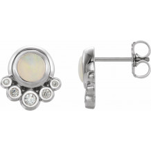 14K White Opal & 1/8 CTW Diamond Earrings - 86780610P