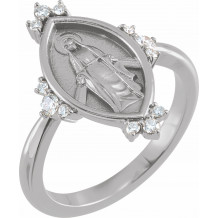 14K White 1/5 CTW Diamond Miraculous Medal Ring - R43103600P