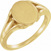 14K Yellow 12x10 mm Oval Signet Ring - 9829102P