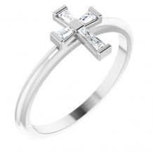 14K White 1/10 CTW Diamond Stackable Cross Ring - R43098600P